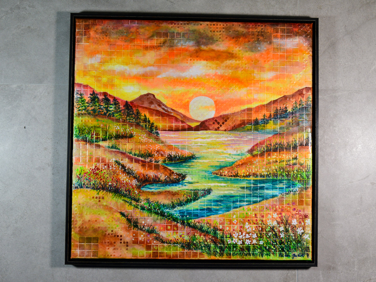 Paesaggio Luminoso – Opera su Carta da Parati 3D | 70x70 cm