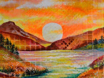 Paesaggio Luminoso – Opera su Carta da Parati 3D | 70x70 cm