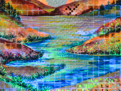 Paesaggio Luminoso – Opera su Carta da Parati 3D | 70x70 cm