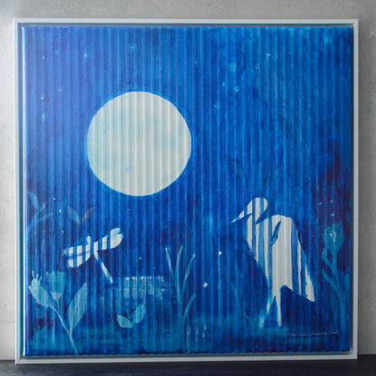 Luna Blu – Opera Astratta su Carta da Parati 3D | 70x70 cm