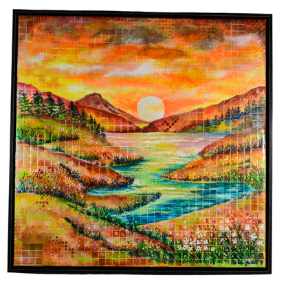 Paesaggio Luminoso – Opera su Carta da Parati 3D | 70x70 cm